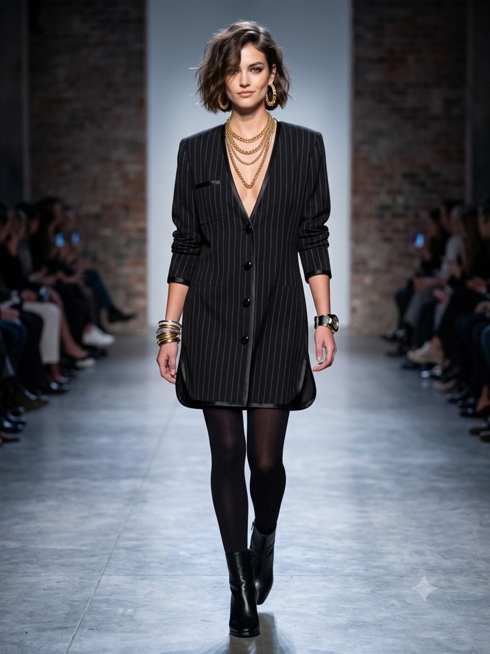 Maggie Shepherd Vintage Black Pinstripe Longline Tunic Jacket Dress M Australia
